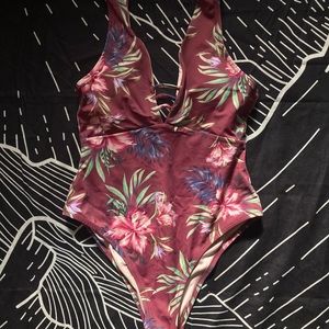 Floral one piece shade and shore bathing suit